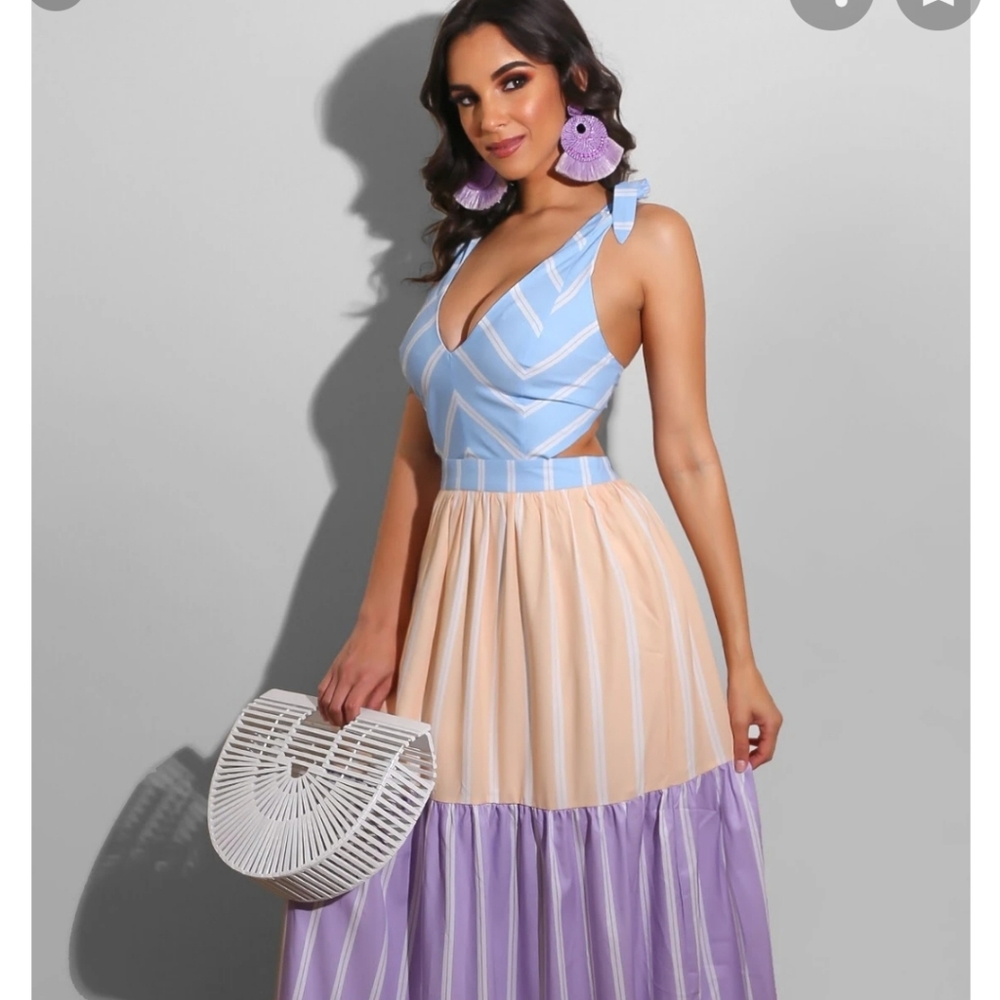 Luxxel Peep bow maxi dress